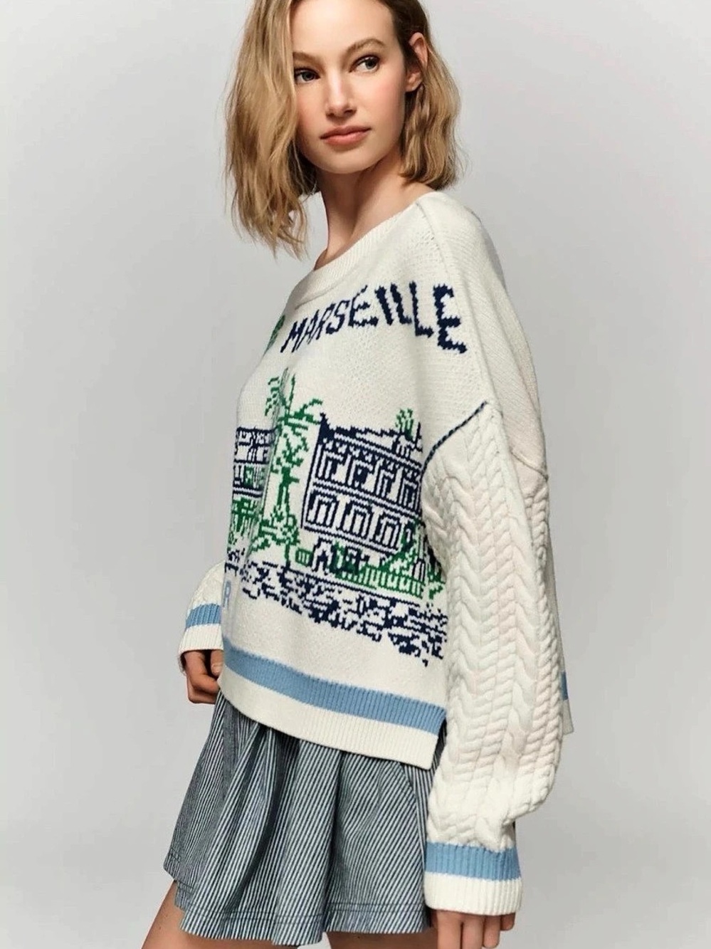 Anthropologie Maeve Marseille Graphic sweater size medium NWT French - Picture 2 of 3